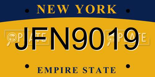 JFN9019 New York License Plate