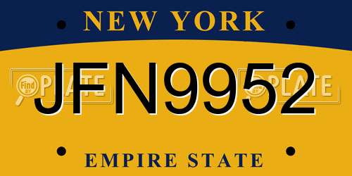 JFN9952 New York License Plate