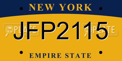JFP2115 New York License Plate