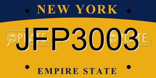 JFP3003 New York License Plate