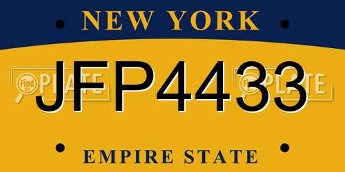 JFP4433 New York License Plate