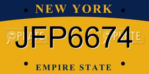 JFP6674 New York License Plate