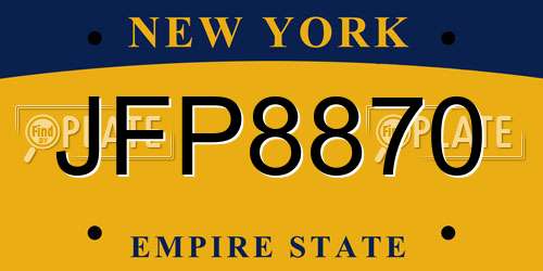 JFP8870 New York License Plate