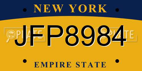 JFP8984 New York License Plate