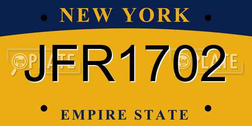 JFR1702 New York License Plate