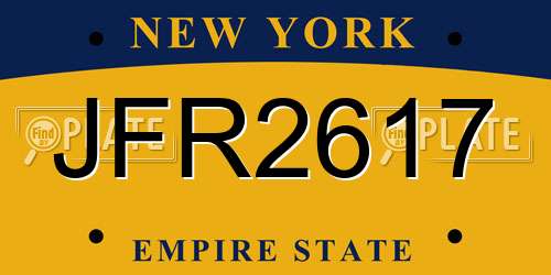 JFR2617 New York License Plate