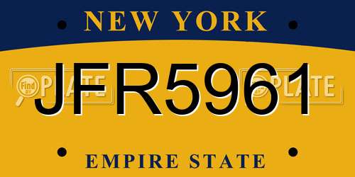 JFR5961 New York License Plate