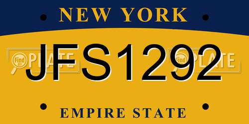 JFS1292 New York License Plate