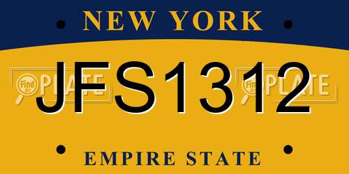 JFS1312 New York License Plate