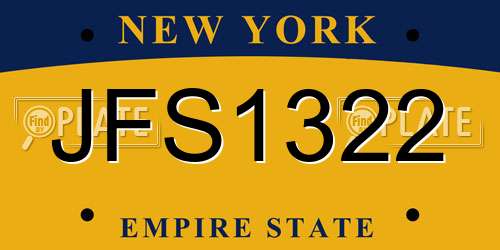 JFS1322 New York License Plate