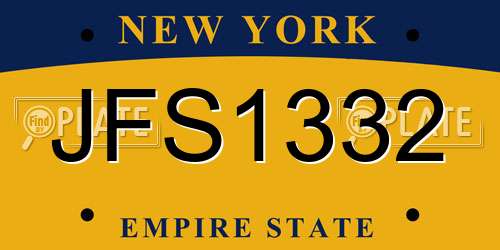 JFS1332 New York License Plate