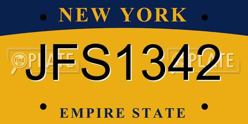 JFS1342 New York License Plate