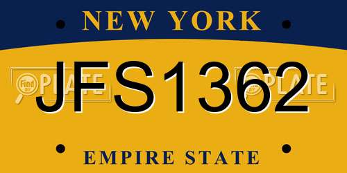 JFS1362 New York License Plate