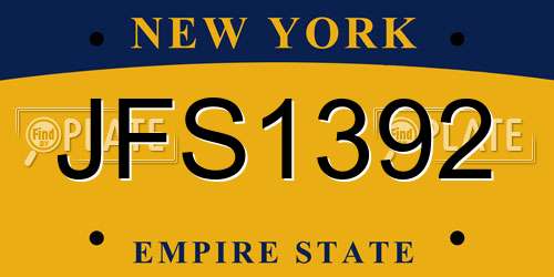 JFS1392 New York License Plate