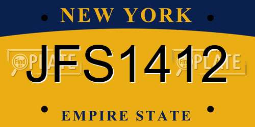 JFS1412 New York License Plate