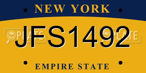 JFS1492 New York License Plate