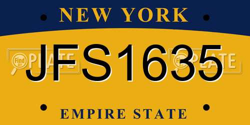 JFS1635 New York License Plate