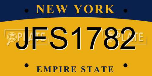 JFS1782 New York License Plate