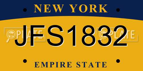 JFS1832 New York License Plate