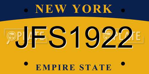 JFS1922 New York License Plate