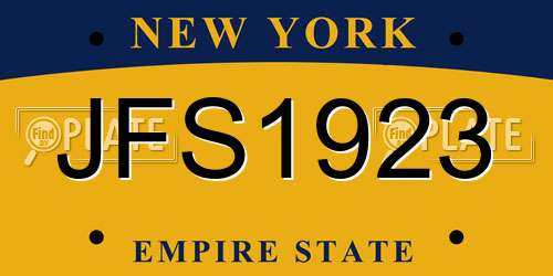JFS1923 New York License Plate