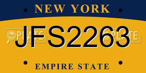 JFS2263 New York License Plate