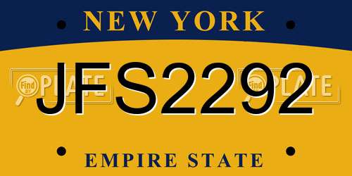 JFS2292 New York License Plate