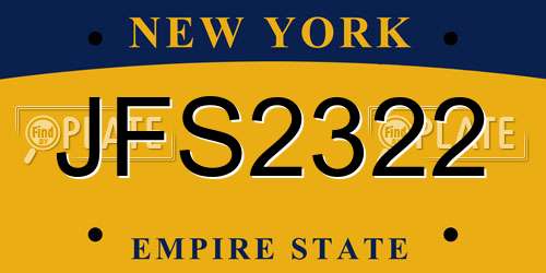 JFS2322 New York License Plate
