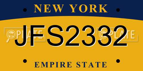 JFS2332 New York License Plate