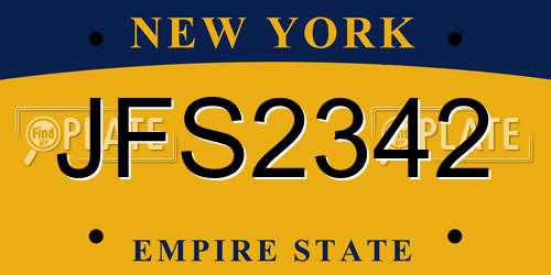 JFS2342 New York License Plate