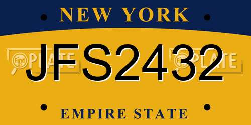 JFS2432 New York License Plate