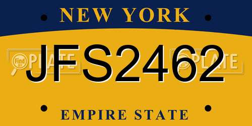 JFS2462 New York License Plate