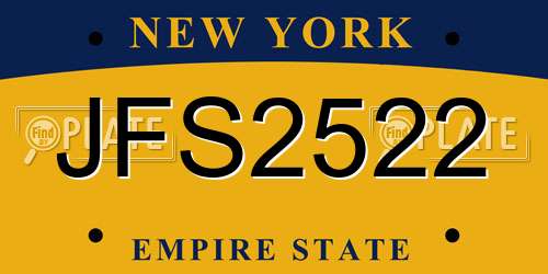 JFS2522 New York License Plate