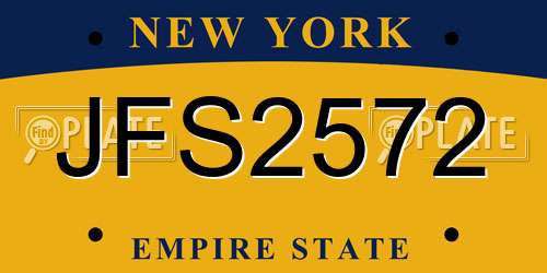JFS2572 New York License Plate