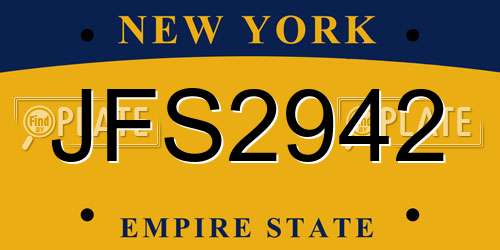 JFS2942 New York License Plate