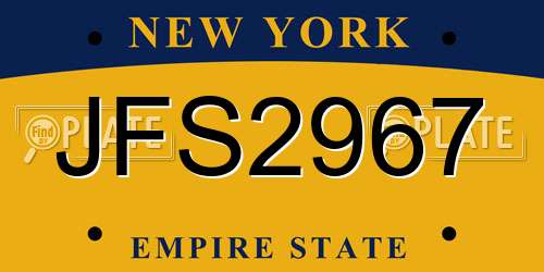 JFS2967 New York License Plate