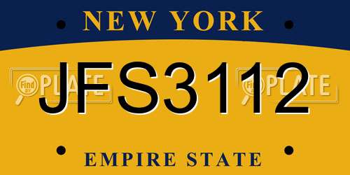 JFS3112 New York License Plate