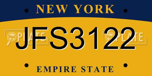 JFS3122 New York License Plate