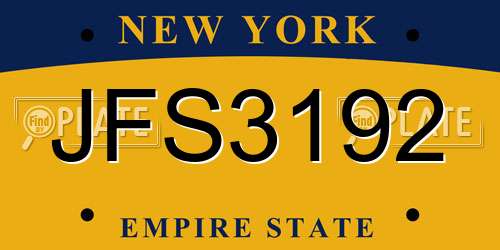 JFS3192 New York License Plate