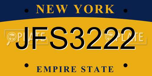 JFS3222 New York License Plate