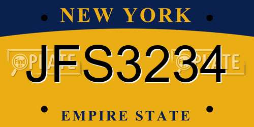 JFS3234 New York License Plate