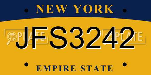JFS3242 New York License Plate
