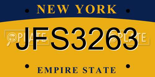 JFS3263 New York License Plate
