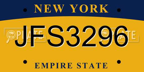 JFS3296 New York License Plate
