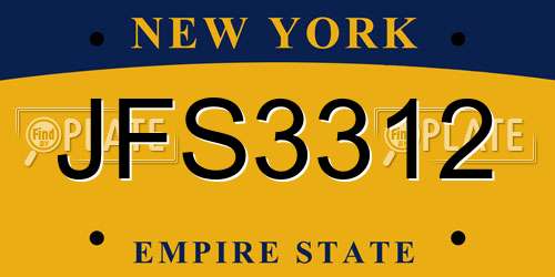 JFS3312 New York License Plate