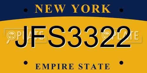 JFS3322 New York License Plate