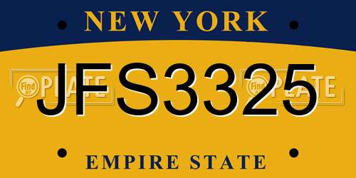 JFS3325 New York License Plate