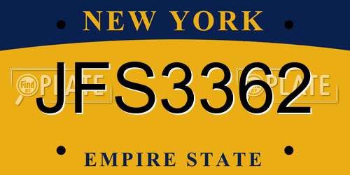JFS3362 New York License Plate