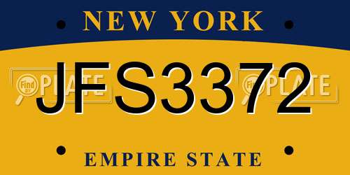 JFS3372 New York License Plate