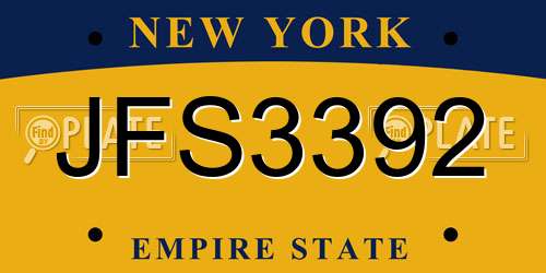 JFS3392 New York License Plate